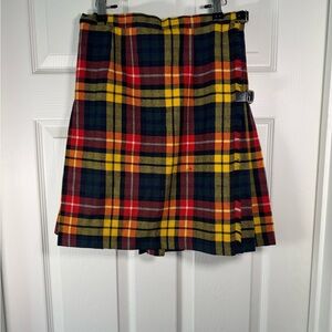 Vintage Glen Avon Woollans Tartan Plaid Pure Wool Kilt Mid Length Womens Size 28